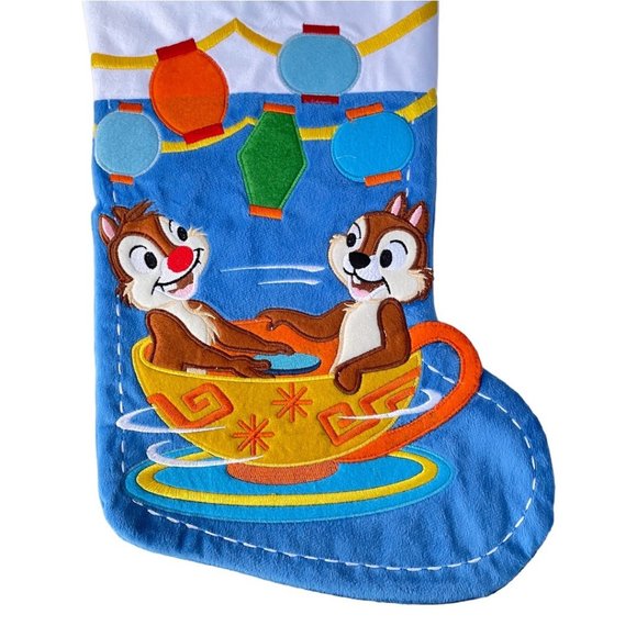Disney Parks Chip and Dale Mad Tea Party Teacups Holiday Christmas Stocking - Picture 5 of 5